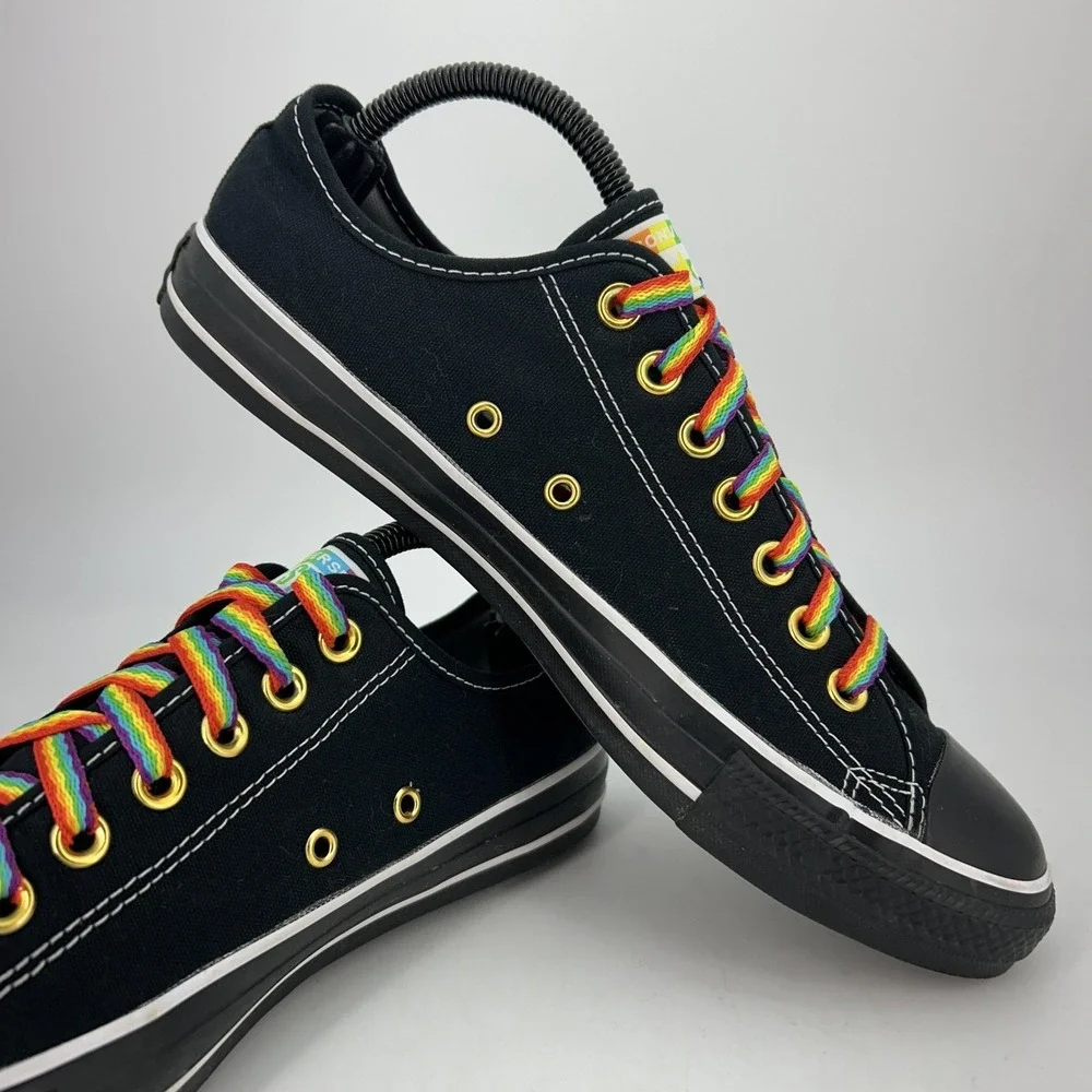 Converse All Star Shoes Mens Size 9 Black Rainbow Pride Low Top Lace Up Sneakers - Picture 9 of 14